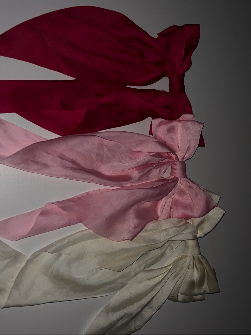 Marshalls Satin Hair Scarves in Berry, Pink & Cream
